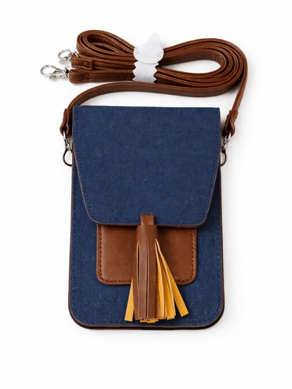 K. Carroll Navy & Brown Crossbody Wallet Bag Canvas Small Purse Boho Chic